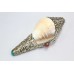 Conch Shell Trumpet white metal old tibetan turquoise coral decorative P 681